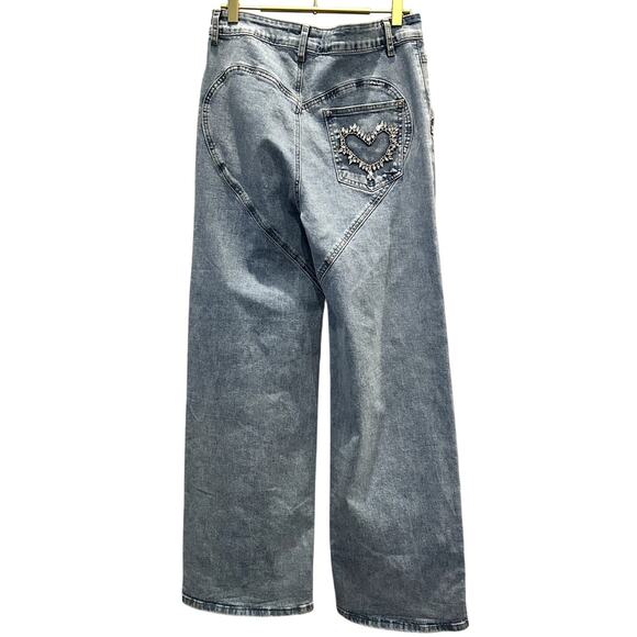 Blue B. Collection – Rhinestone Cutout Wide-Leg Jeans – Medium - Picture 6 of 7